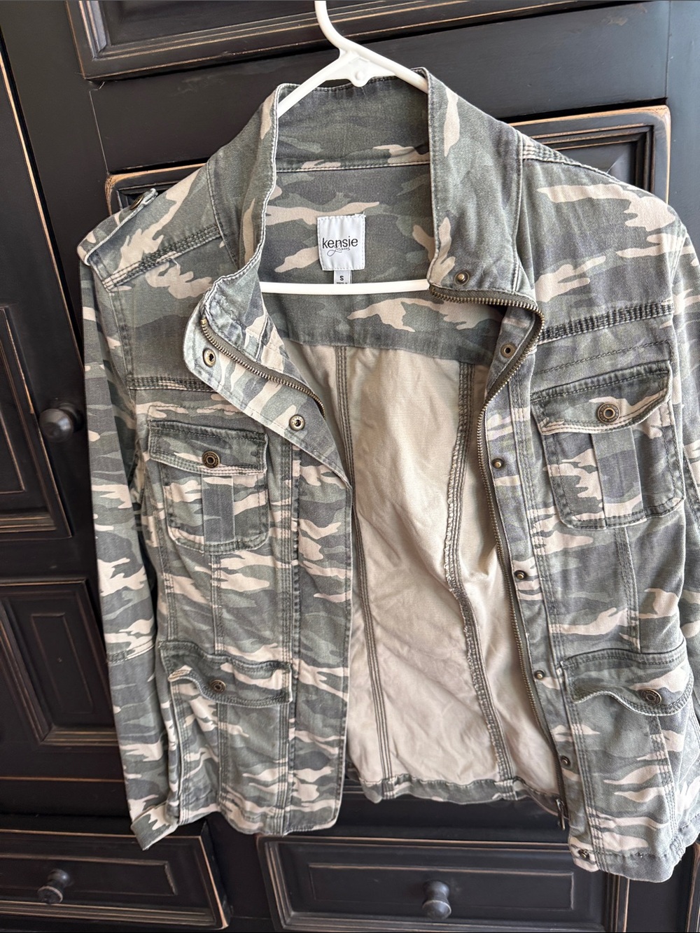 Kensie Women’s Green & Tan Camouflage Field Jacket